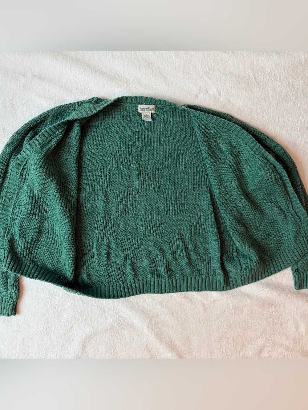 Boundary Waters Vintage Green Mixed Stitch Knit Cardigan Sweater Button Up Large - Picture 10 of 16